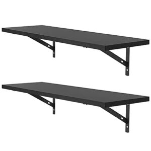 Floating Shelf Mounted Set of 2, Black Wall Shelves for Living Room/Bedroom/Kitchen/Farmhouse— Perfect for Home Décor, Trophy Display, Photo Frames,etc