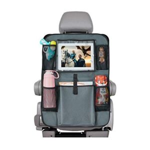 Vondertech Backseat Car Organizer, Car seat Protector Kids Kick Mats Storage Bag fit for 10″ IPad +5 Pockets for Baby Auto Travel (Gray 1 Pack)