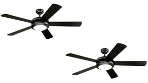 Westinghouse Lighting 78016 Westinghouse Comet 52-Inch Matte Indoor Ceiling Fan, Light Kit with Frosted Glass (Black 2 Pack)