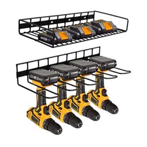 Dreamoon Power Tool Organizer Holder Heavy Duty Wall Mounted Removable 2 Lays Drill Power Tool Storage Rack Perfect for Father