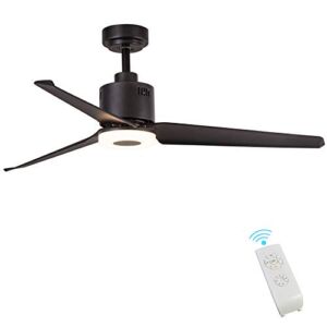 Indoor Ceiling Fan Light Fixtures – FINXIN Black Remote LED 52 Ceiling Fans For Bedroom,Living Room,Dining Room Including Motor,3-Blades,Remote Switch (Black)