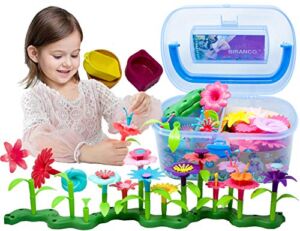 BIRANCO. Flower Garden Building Toys – Build a Bouquet Floral Arrangement Playset for Toddlers and Kids Gifts Age 3, 4, 5, 6 Year Old Girls, Educational STEM Toy (120 PCS)