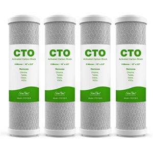 SimPure 5 Micron 10″ x 2.5″ Whole House Carbon Sediment Water Filter Cartridge Replacement for Home Under-Sink & Countertop Filtration System,10 inch RO Unit, Dupont WFPFC8002, FXWTC, SCWH-5 (4 Pack)