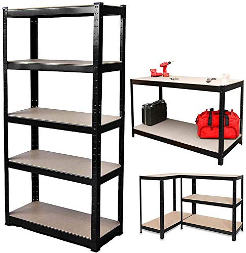 5-Tier Adjustable Storage Shelving Unit Heavy Duty Organizing Shelf Metal Utility Rack Boltless Shelves for Kitchen, Pantry, Closet, Garage, Office, 29″ W x 12″ D x 66″ H, Black | The Storepaperoomates Retail Market - Fast Affordable Shopping