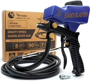 LE Lematec Sand Blaster Gun Kit, Sandblaster, Rust Remover and Paint Stripper with Continuous Blasting, AS118-2 Media Blaster