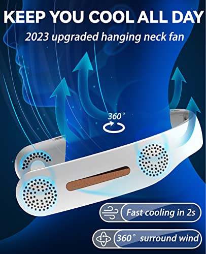 Neck Fan, 2+2 Turbo Portable Bladeless Personal Fans 6000mah Rechargeable Battery, 3+3 Speeds Hands Free Hanging 360° Cooling Fans Free Adjustment Width, Wearable Leafless for Travel InOutdoor. | The Storepaperoomates Retail Market - Fast Affordable Shopping