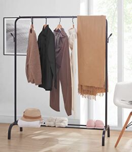 WEASHUME Metal Clothing Rack Stand with Top Rod and Storage Bottom Shelf Clothes Drying Rack ,Garment Rack Portable Coat Rack for Bedroom Black
