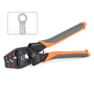 IWISS Non-Insulated Terminal Crimping Tool, Ratchet Wire Crimper Tool, from AWG 22-6,Copper Butt Connector,Splice Wire Connectors,Open Barrel Terminals