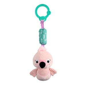 Bright Starts Chime Along Friends On-the-Go Take-Along Toy – Flamingo, Ages Newborn +