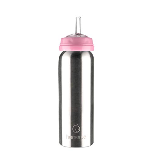 Hamarue 3-in-1 Stainless Steel Sippy Cups for Toddlers | Non-Toxic Insulated Stainless Steel Baby Bottle | Straw Cup With Removeable Handles | Plastic Free Liquid Transfer (Pink) | The Storepaperoomates Retail Market - Fast Affordable Shopping