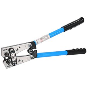 Toolwiz Battery Cable Lug Crimping Tool AWG 1/0, 2, 4, 6, 8, 10 Ratchet Wire Cutting for Crimper Tools Terminal Wire Cable -Thickened and Reinforced the Metal Plate Battery Cable Crimper
