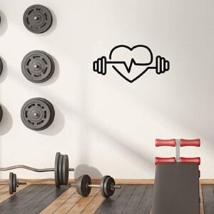 Vinyl Wall Art Decal – Heart Shape Weights – 15″ x 30″ – Trendy Cute Positive Fitness Healthy Lifestyle Quote Sticker for Gym Crossfit Fitness Yoga Ballet Office Work Decor