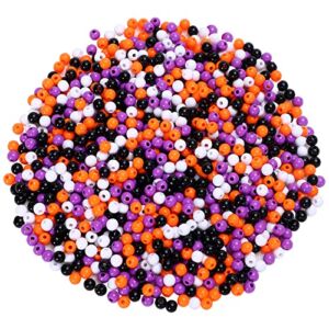 1500Pcs Halloween Beads for Jewelry Making Bracelets Crafts 6mm Round Plastic Small Halloween Spacer Beads Charms Orange Purple Black White DIY for Necklace Supplies