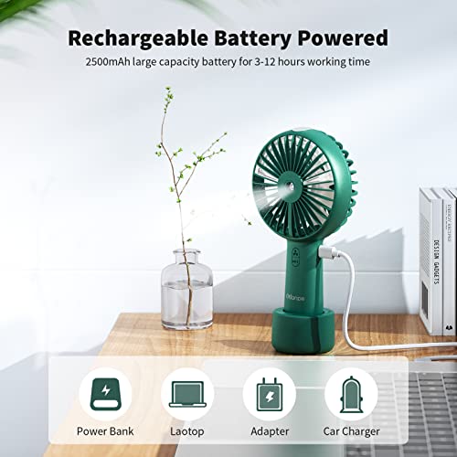 Misting Fan Portable, Otlonpe Desk Handheld Fan 3 Speeds Small Mister Rechargeable Fan with 2500mAh Battery, Water Spray Travel Personal Fan for Kids Women Men Home Office Outdoor (Dark Green) | The Storepaperoomates Retail Market - Fast Affordable Shopping
