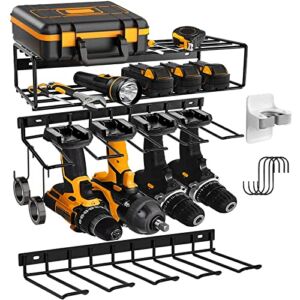 Garage Power Tool Organizer and Storage, Drill Holder Wall Mount Storage Racks Tool Holder for Cordless Drill, Heavy Duty Floating Tool Shelf ,Perfect for Father’s Day Gifts（3 Pack ）