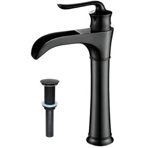 Farmhouse Waterfall Bathroom Faucet for Vessel Sink Single Hole Bowl Mixer Tap, MYHB Oil Rubbed Bronze SH8012H