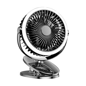 Fil-l Light Clip Fan, Camping Fan with LED Lights & Clip, Battery Operated Fan with Clip, USB Rechargeable Fan for Tent Car RV Hurrican-e Emergency Outages