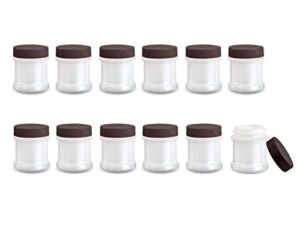 ljdeals 1 oz Plastic Spice Jars with Black Caps and Sifters for Herbs, Spices, Powders, Spice Bottles Great For Travel, Camping, Kitchen, Restaurant and more, Made in USA, Pack of 12