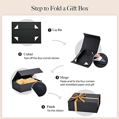 1 Pack Magnetic Gift Box Set with Ribbon, Greeting Card, Shredded Paper Filler, WCESS 8.7x7x3.1 Inches White Gift Box with Lid for Present Birthday Party Favor Groomsman Bridesmaid Proposal Wedding | The Storepaperoomates Retail Market - Fast Affordable Shopping
