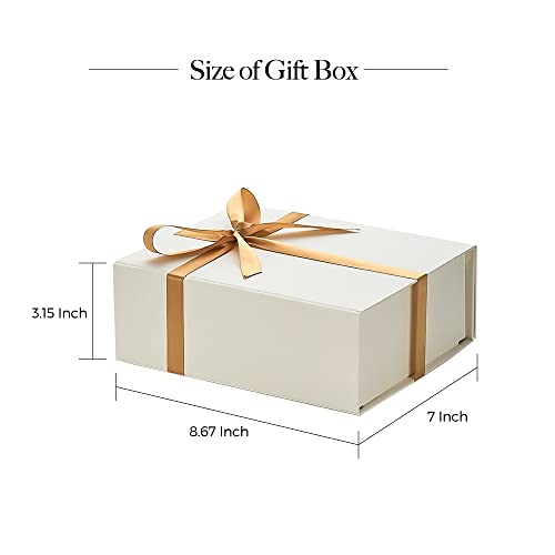 1 Pack Magnetic Gift Box Set with Ribbon, Greeting Card, Shredded Paper Filler, WCESS 8.7x7x3.1 Inches White Gift Box with Lid for Present Birthday Party Favor Groomsman Bridesmaid Proposal Wedding | The Storepaperoomates Retail Market - Fast Affordable Shopping