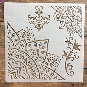 Plastic Stencil,30x30cm DIY Craft Mandala Stencil for Wood Painting, Scrapbook Wall Art Stamping Decoration Album Embossed Paper Stencil Style 8