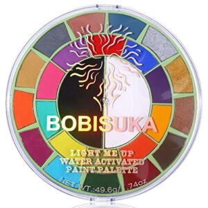 BOBISUKA Face Body Paint Palette – Water Activated 25 Colors Big Pan Black White Light Me Up Painting Pallet for Halloween Party Cosplay SFX Makeup