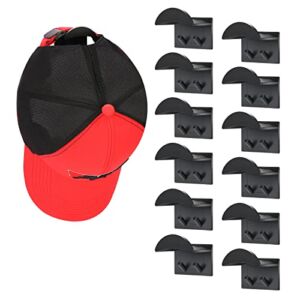 12 PCS Mirfane Hat Rack for Wall, Hat Hook for Baseball Caps, Upgraded Adhesive Hat Holder, No Drilling, Strong Hat Hooks for Ear Headbands