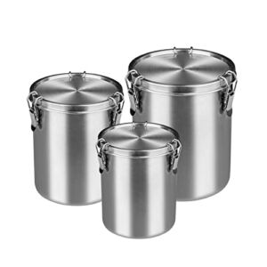 Tanjiae Stainless Steel Canisters Sets for the Kitchen | 100% Airtight 304 Stainless Steel Metal Food Storage Containers with Lids Sealed – Keep Goods Fresh for Months (18+35+56 fl oz)