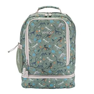 Bentgo® Kids Prints 2-in-1 Backpack & Insulated Lunch Bag – Durable, Lightweight, Colorful Prints for Girls & Boys, Water-Resistant Fabric, Padded Straps & Back, Large Compartments (Dino Fossils)