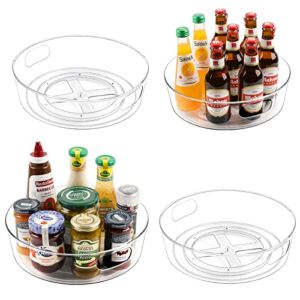 4 Pack Lazy Susan Organizer for Cabinet, Upgraded 11.5″ Clear Lazy Susan Turntable with Handles and Raised Edge, Rotating Lazy Susan Spice Storage for Kitchen, Pantry, Refrigerator, Bathroom, Table