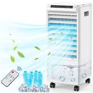 Evaporative Air Cooler, AOLOS Room Air Conditioner Fan, 3 IN 1 Portable Air Cooler w/Remote, 3 Speeds, 1.85-Gal, 7H Timer & 40°Auto Oscillation, Air Conditioner Portable for Room Garage Office