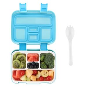 GVAVIY Bento Boxes with 5 Compartments, Bento Box with Variable Compartments, Robust Snack Box, 800 ML Bento Lunch Box With Spoon. BPA-Free Lunch Box, Suitable for Microwave and Dishwasher (Blue)
