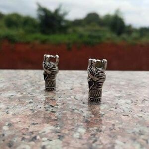 2PCS Wolf Head Beads for Women Viking Wolf Beads for Necklace DIY Jewelry Viking Beads Jewelry – (Color: Antique Silver Two)