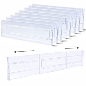 8 Pack Clear Drawer Dividers, Expandable 11-19″ Dresser Drawer Organizers Transparent Drawer Divider, Drawer Organizers for Clothing & Underwear, Plastic Drawer Dividers for Clothes