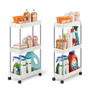 Lifewit Slim Storage Rolling Cart for Bathroom Laundry Room Kitchen Narrow Space, 3 Tier Slide-Out Storage Cart