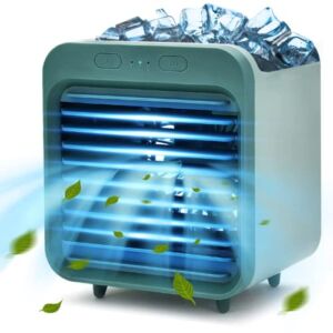Mini Portable Air Conditioner, USB Evaporative Air Cooler with 3 Speed, Powerful, Quiet, Lightweight Oscillating Portable Personal Air Conditioner Fan for Room Office Car Travel