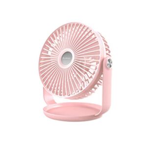 Small Fan Rechargeable Office Desk Bed with USB Small Household Portable Large Wind Mute Fan (Color : White)(Pink)