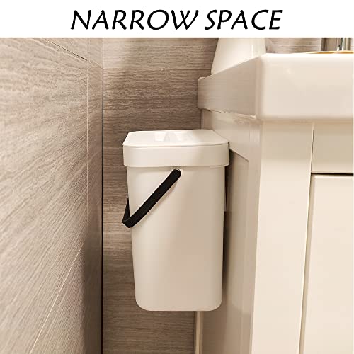 StoneSpace Hanging Small Trash Can with Lid Under Sink for Kitchen，1.3 Gallon/ 5L Mountable Compost Pail，Kitchen Compost Bin for Countertop, White | The Storepaperoomates Retail Market - Fast Affordable Shopping