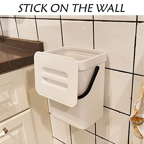 StoneSpace Hanging Small Trash Can with Lid Under Sink for Kitchen，1.3 Gallon/ 5L Mountable Compost Pail，Kitchen Compost Bin for Countertop, White | The Storepaperoomates Retail Market - Fast Affordable Shopping