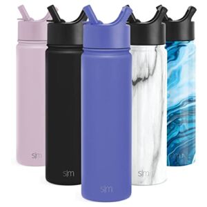 Simple Modern Water Bottle with Straw Lid Vacuum Insulated Stainless Steel Metal Thermos Bottles | Reusable Leak Proof BPA-Free Flask for Gym, Travel, Sports | Summit Collection | 22oz, Very Peri