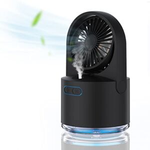 Table Misting Fan, Rechargeable Battery Operated Water Spray Mist Fan with 7 Colorful Nightlight and 300ML Large Water Tank, Personal Cooling Fan Quiet for Home Office Travel Camping Outdoor Indoor