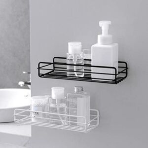 LATROVALE Floating Shelves Wall Mounted Rectangle Bath/Kitchen Rack Stainless Steel Bathroom Shelf Space Storage for Kitchen Bathroom Nail-Free 10.43×4.13×1.96inch White
