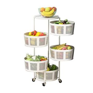 5-Layer Storage Rack Household Storage Rotatable Kitchen Organizers Bedroom Movable Bathroom 3-5 Layers with Wheels Stockpile Shelf