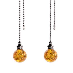 2PCS Amber Pull Chain Crystal Glass Ice Cracked Ball Pull Chain for Ceiling Fan Light Decoration 50cm Extension Chain