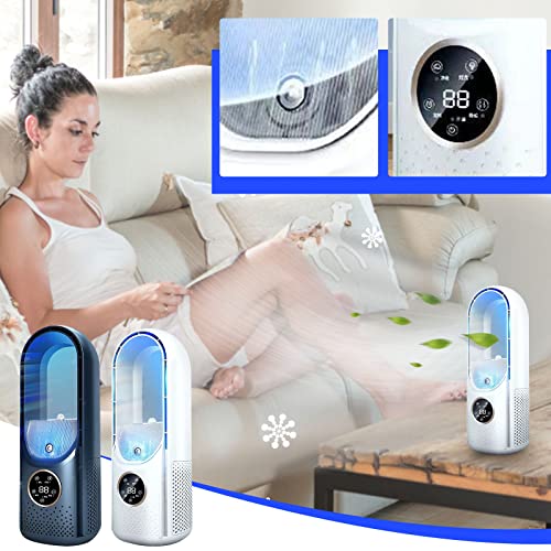Ke1Clo Portable Bladeless Air Cooler with 6 Gears Modes, Mini Tower Fan Cooling Fan Instant Cool & Humidify, Timer Air-Cooling Fan with Atmosphere Lamp for Living Room Office | The Storepaperoomates Retail Market - Fast Affordable Shopping