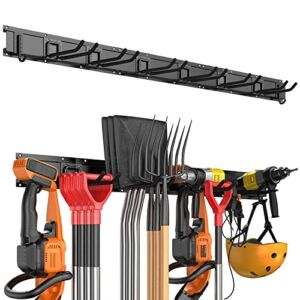 ChoiCARE 48”Garage Wall Organizers, Garage Storage Tool Organizer with 8 Hooks and 3 Rails, Tool storage rack, Yard Tool Hanger, Max Load to 500lbs