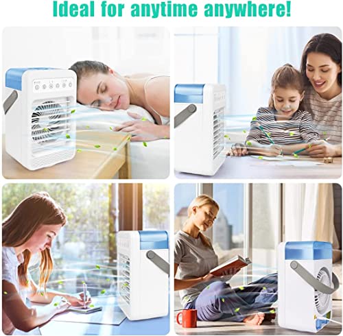 Portable Air Conditioner Fan,Personal Air Conditioner with Ice Tray,5in1 Timming Evaporative Air Cooler,Cooling Fan with 7 Colors Light, 5 Sprays,3 Speeds,Ac Fan for Small Room,Office,Car,Camp (White) | The Storepaperoomates Retail Market - Fast Affordable Shopping