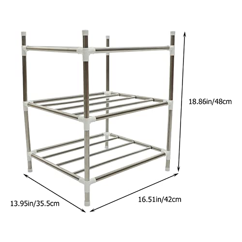CALLARON 3- Tier Stackable Storage Shelf, Stainless Steel Pan Organizer Heavy Duty Storage Shelving Unit Organizer Rack Countertop Bathroom Shelf Home Accessory 43X12CM | The Storepaperoomates Retail Market - Fast Affordable Shopping