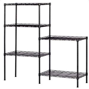 Changeable Pantry Shelves,Height Adjusted Assembly Floor Standing Carbon Steel Storage Garage Rack,Metal Shelves Black – (11.42 “x21.25 x59 5-Tier)