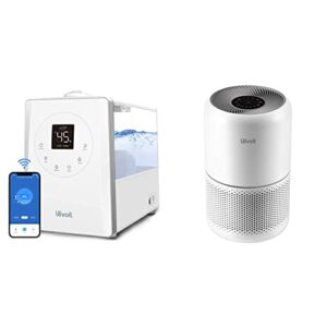 LEVOIT Smart Humidifiers for Bedroom Large Room, 6L Top Fill Warm and Cool Mist for Home and Plants, White & Air Purifier for Home Allergies Pets Hair in Bedroom, H13 True HEPA Filter, White